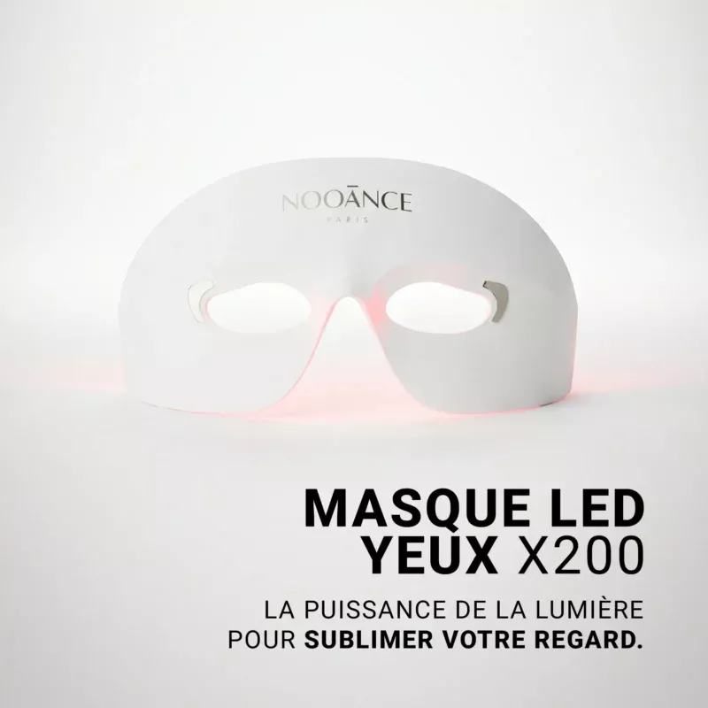 Masque LED Yeux X200 de NOOĀNCE Paris, masque demi-visage blanc sans fil émettant une lumière rouge et proche infrarouge pour traiter les rides du contour des yeux et les cernes